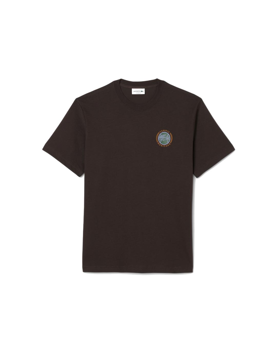 LACOSTE CAMISETA MARRÓN LOGO TENNIS