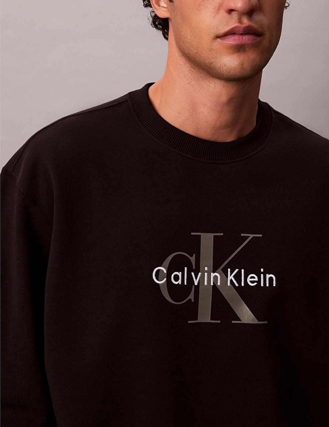 CALVIN KLEIN SUDADERA NEGRA TERRY MONOGRAM