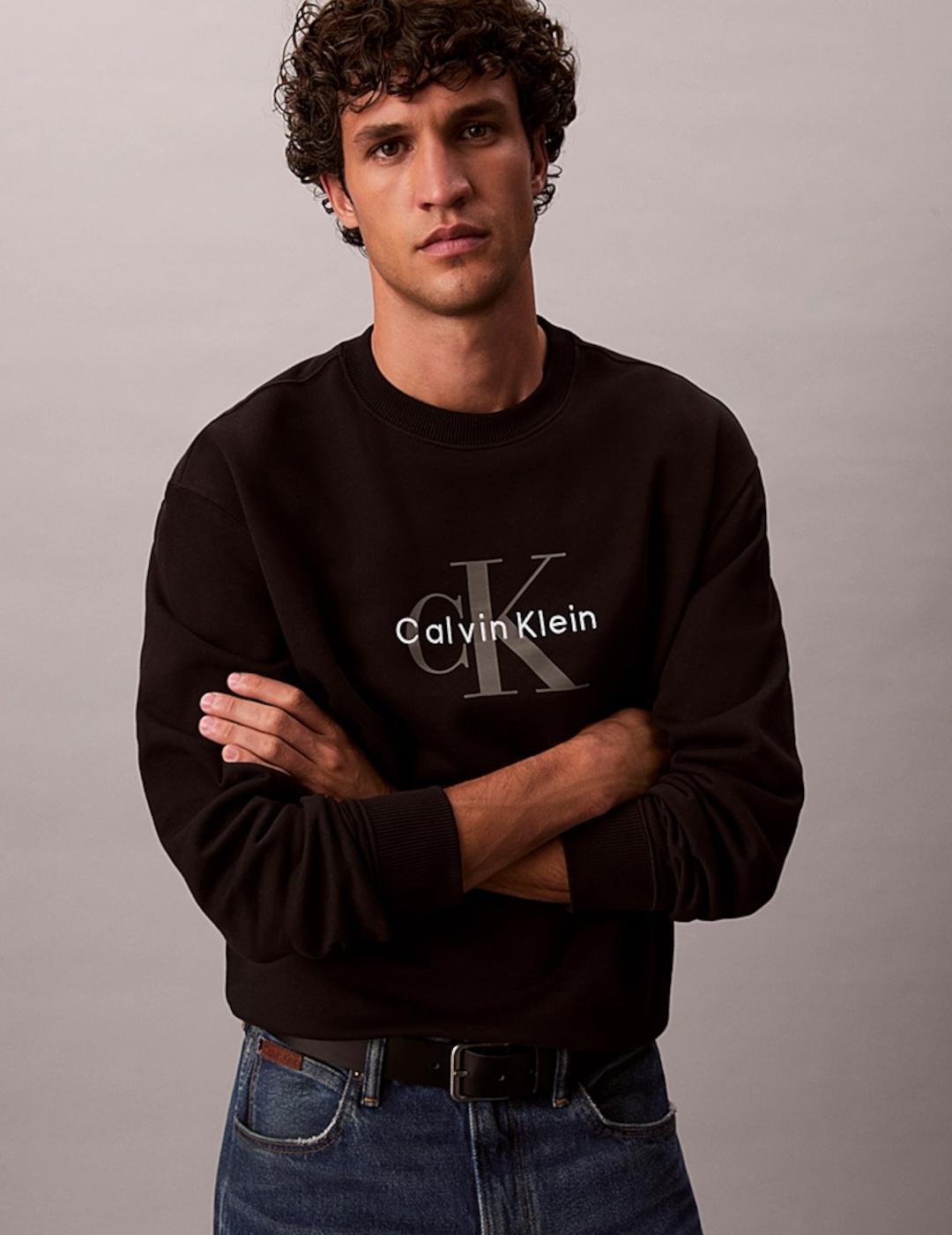 CALVIN KLEIN SUDADERA NEGRA TERRY MONOGRAM
