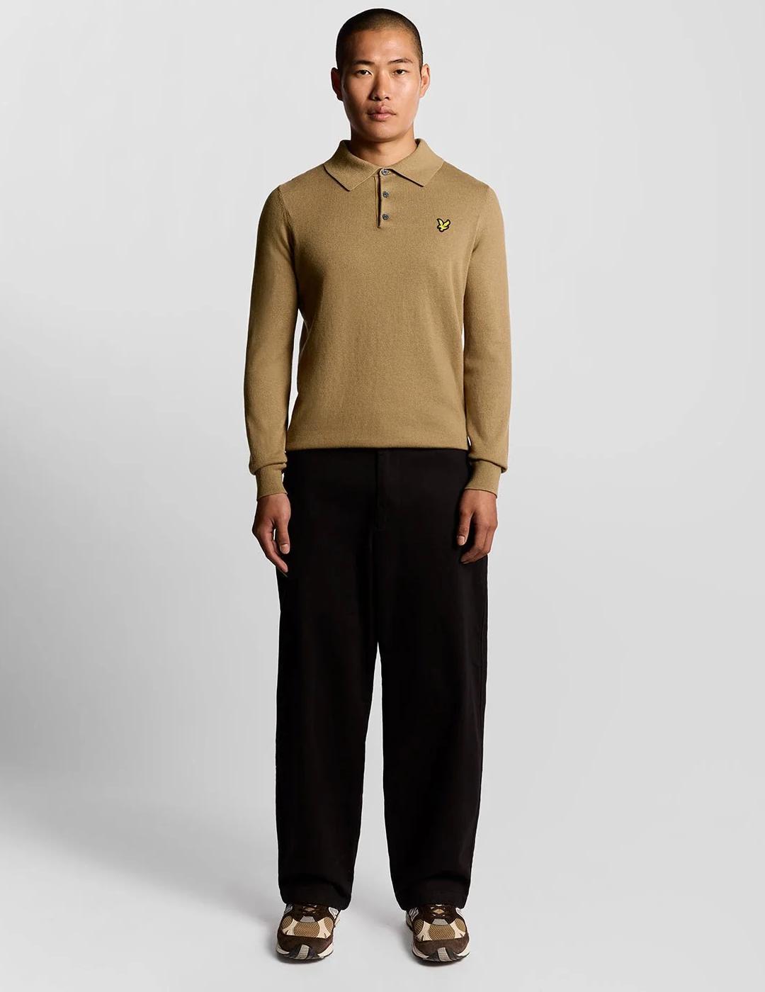 LYLE&SCOTT POLO M/L MARRON MERINO