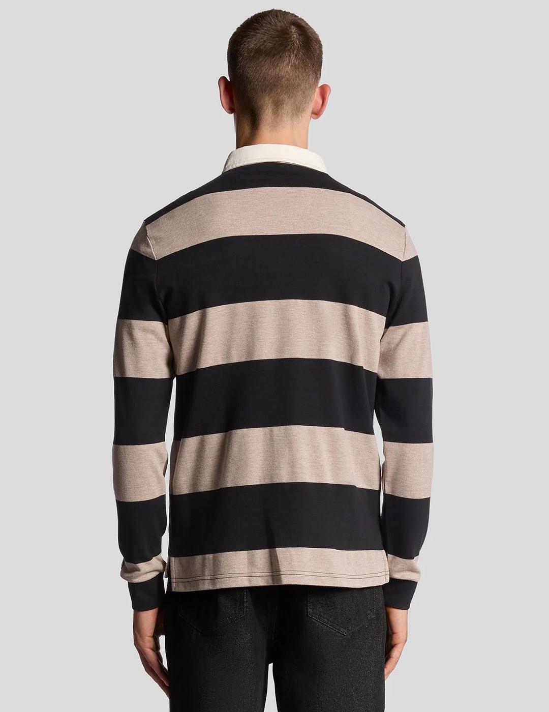LYLE&SCOTT POLO M/L RAYAS BLANCO NEGRO RUGBY