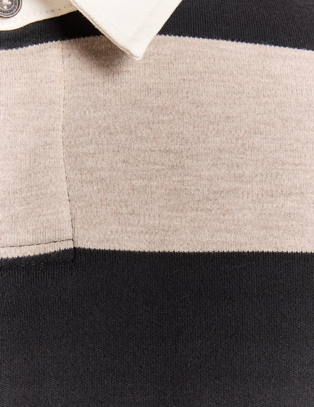 LYLE&SCOTT POLO M/L RAYAS BLANCO NEGRO RUGBY