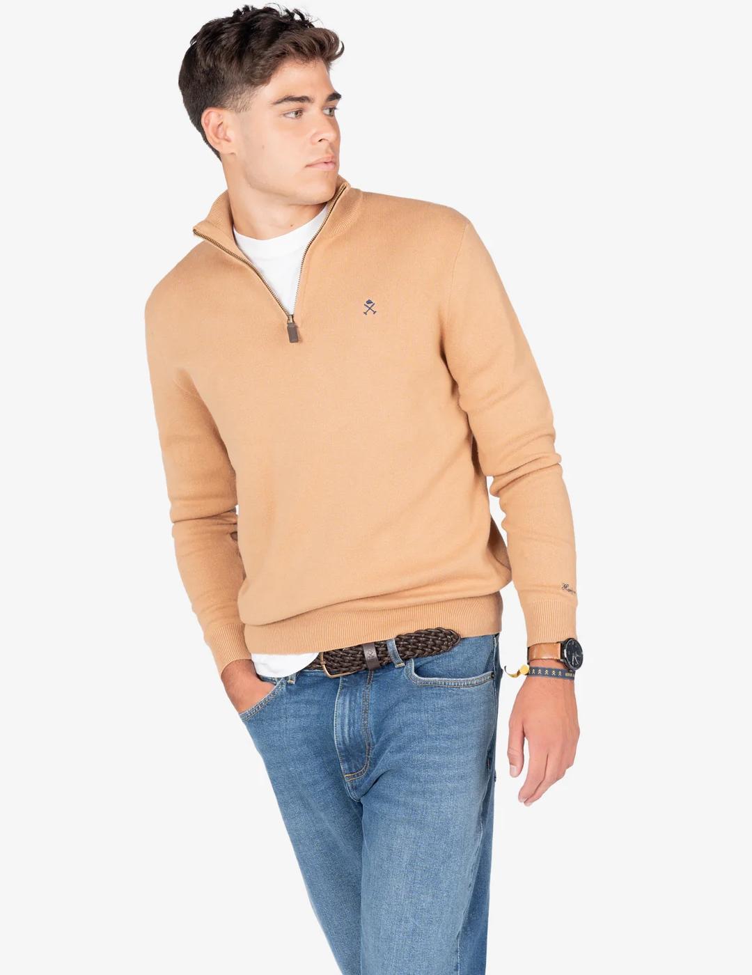 HARPER JERSEY ZIP CAMEL
