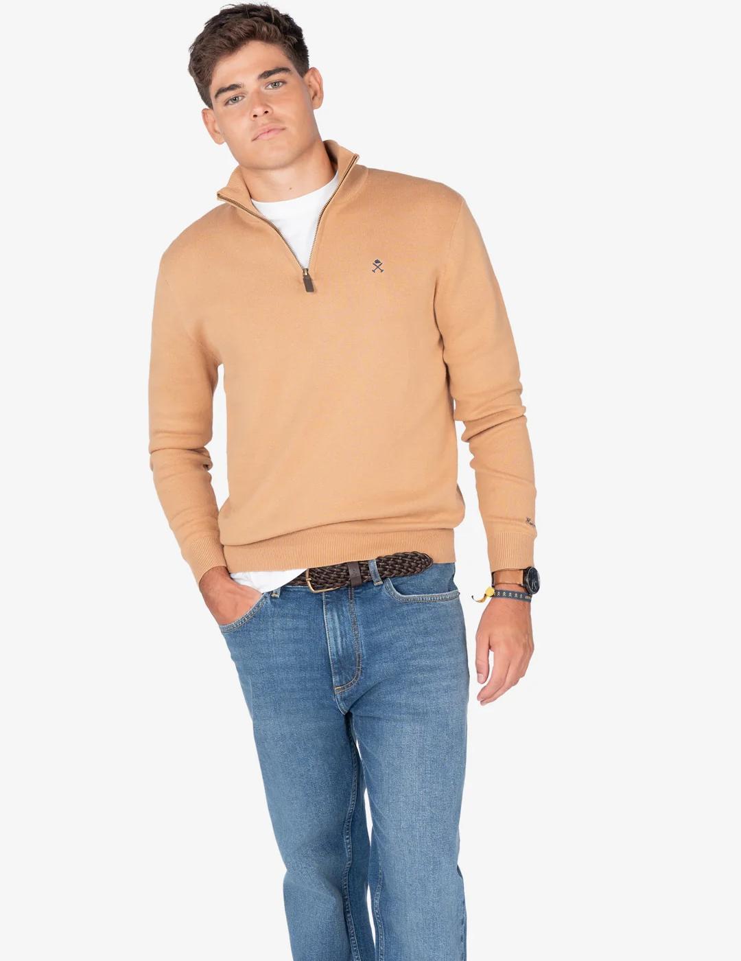 HARPER JERSEY ZIP CAMEL