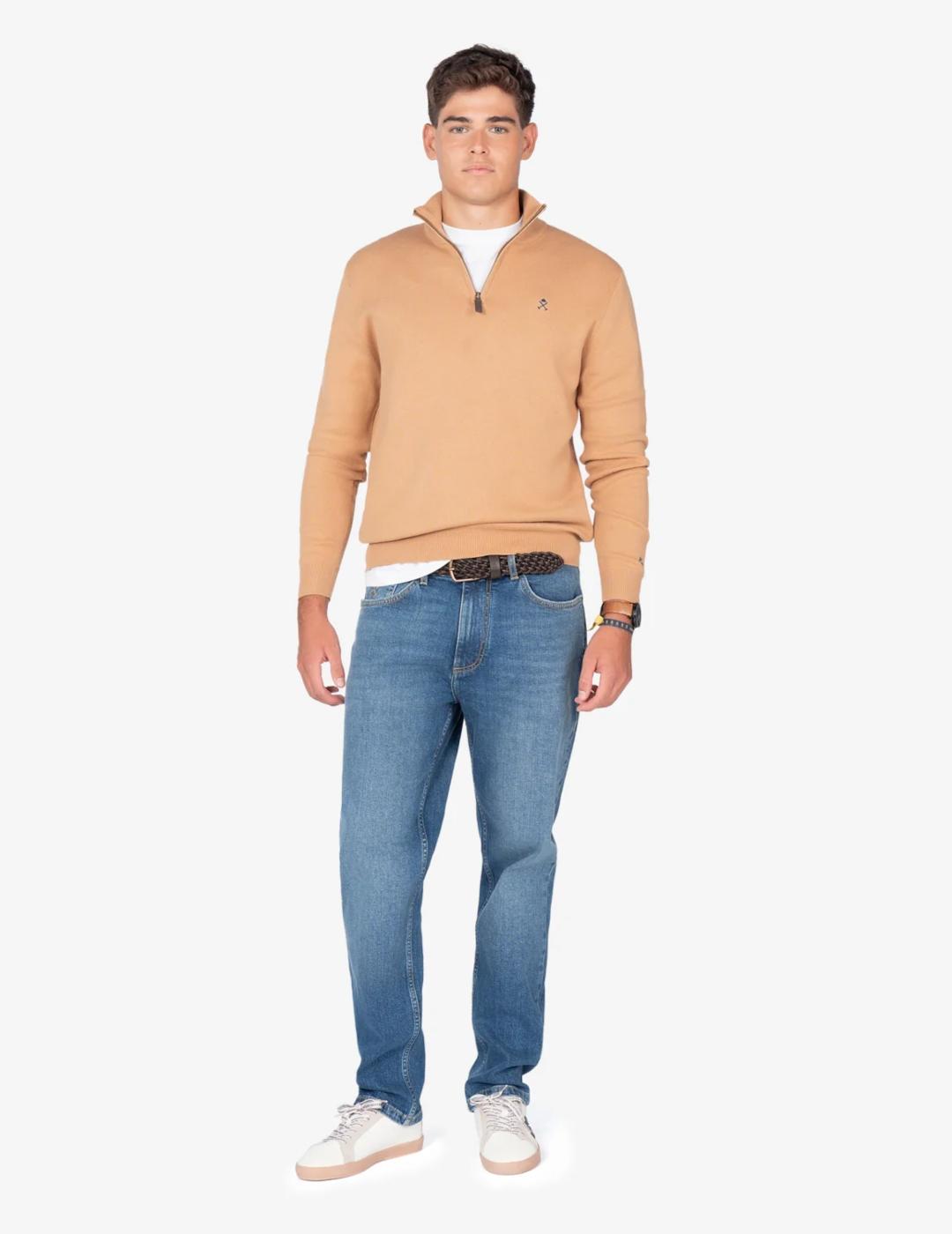 HARPER JERSEY ZIP CAMEL