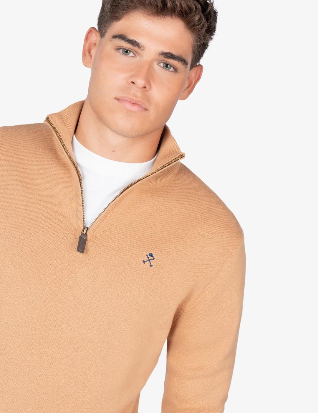 HARPER JERSEY ZIP CAMEL
