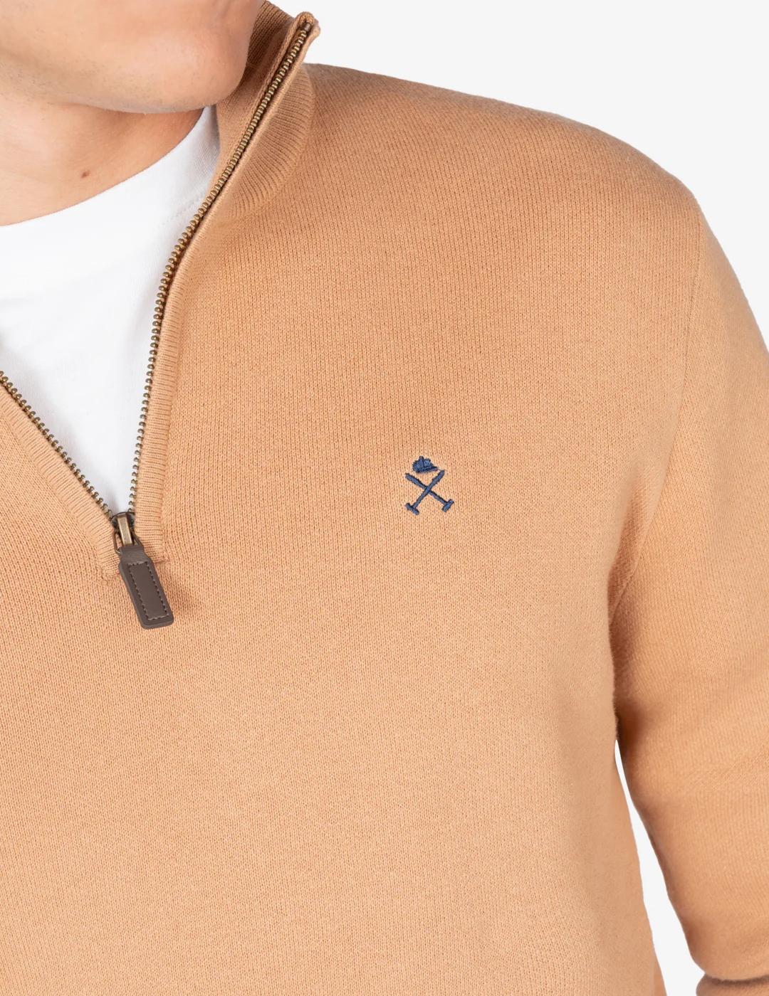 HARPER JERSEY ZIP CAMEL