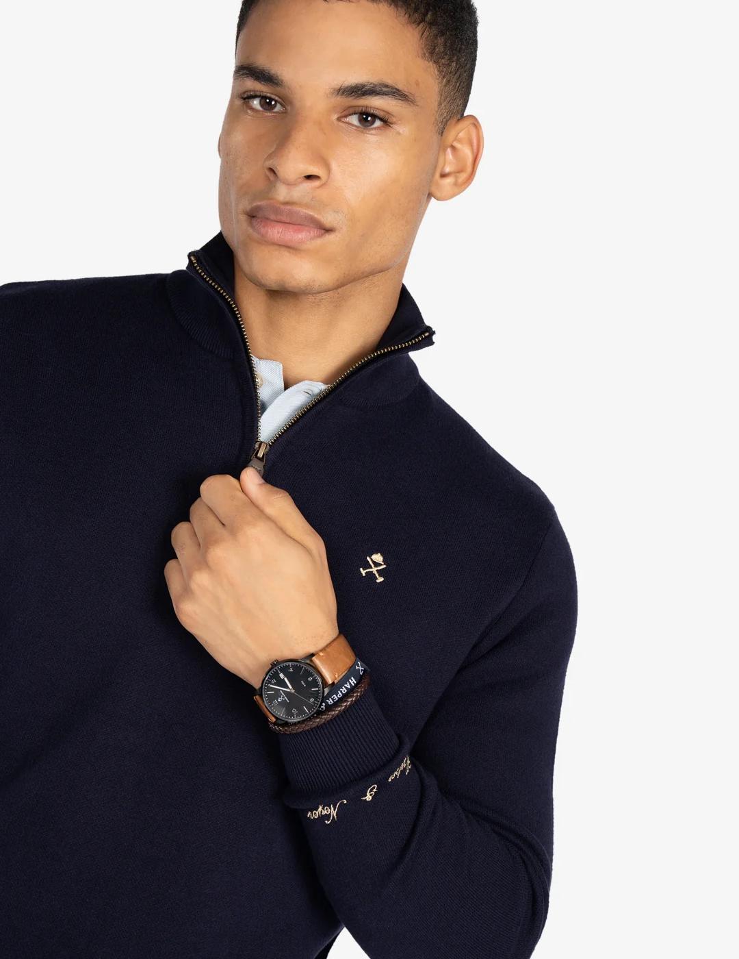 HARPER JERSEY ZIP MARINO