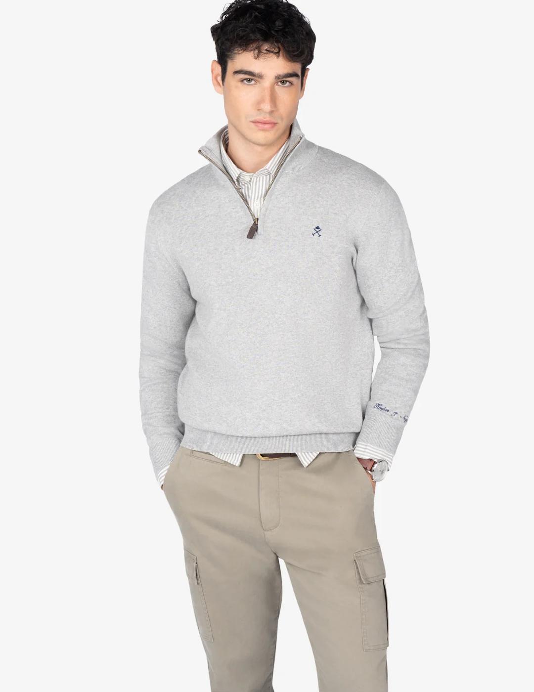 HARPER JERSEY ZIP GRIS