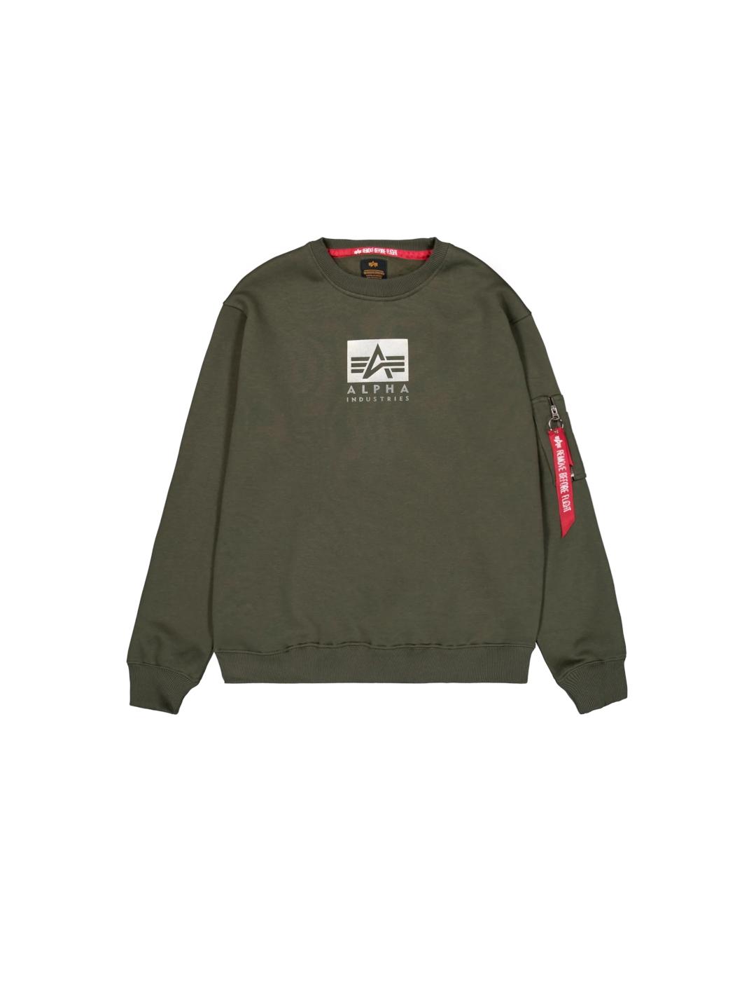 ALPHA SUDADERA DARK OLIVE LOGO SATINADO