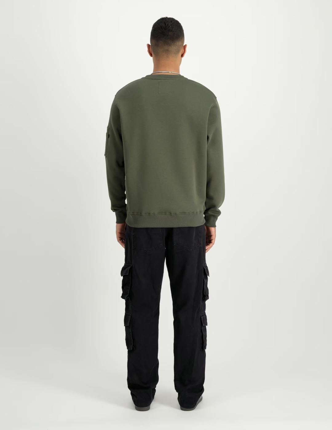 ALPHA SUDADERA DARK OLIVE LOGO SATINADO