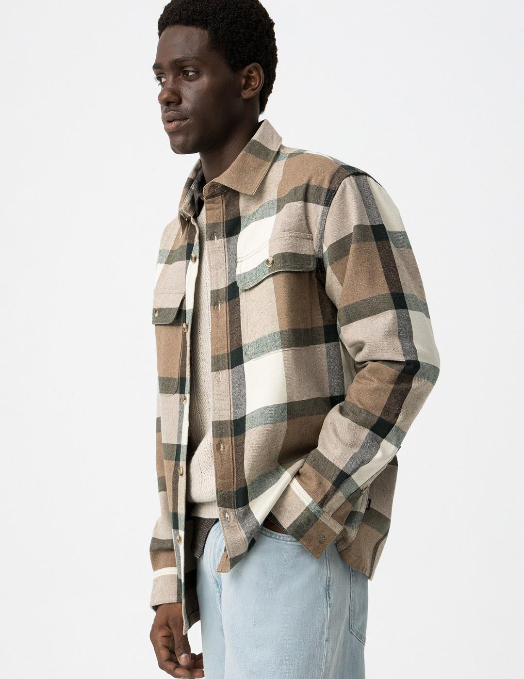 TIFFOSI CAMISA CUADROS COLTON BEIGE VERDE