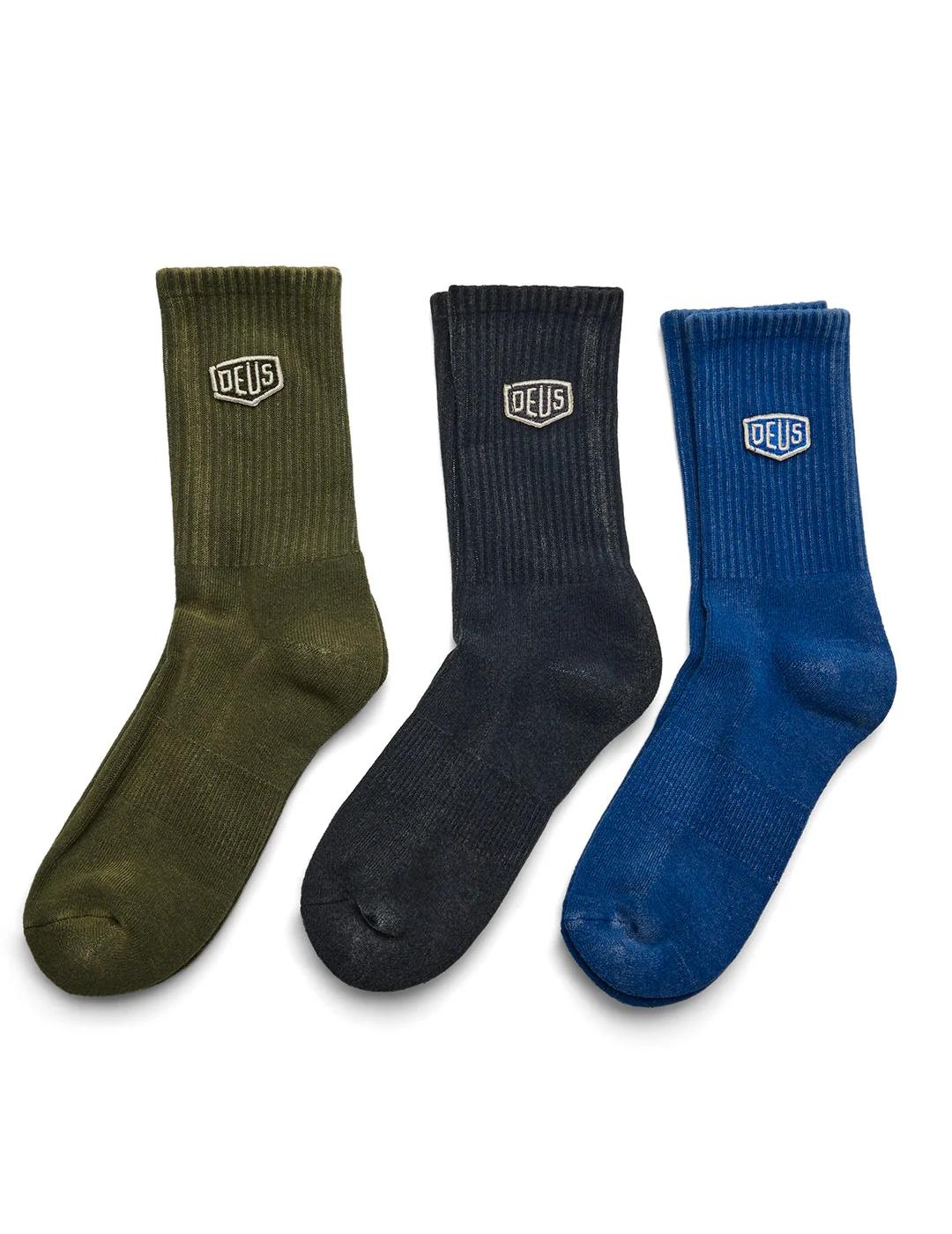 DEUS CALCETINES PACK 3 AZUL NEGRO VERDE