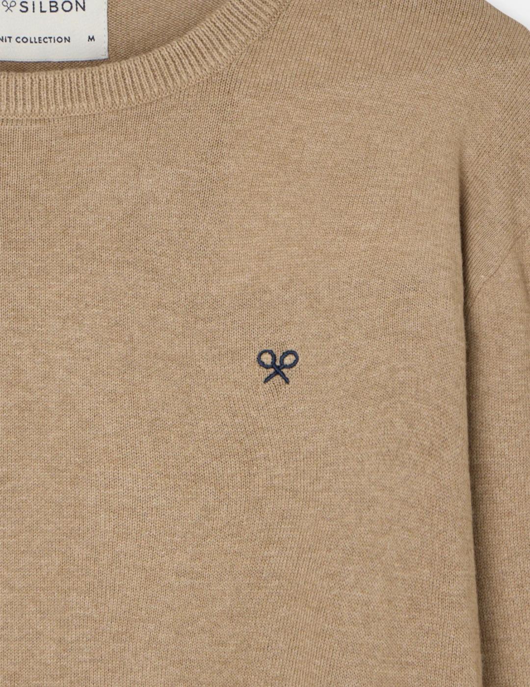SILBON JERSEY BEIGE CUELLO REDONDO