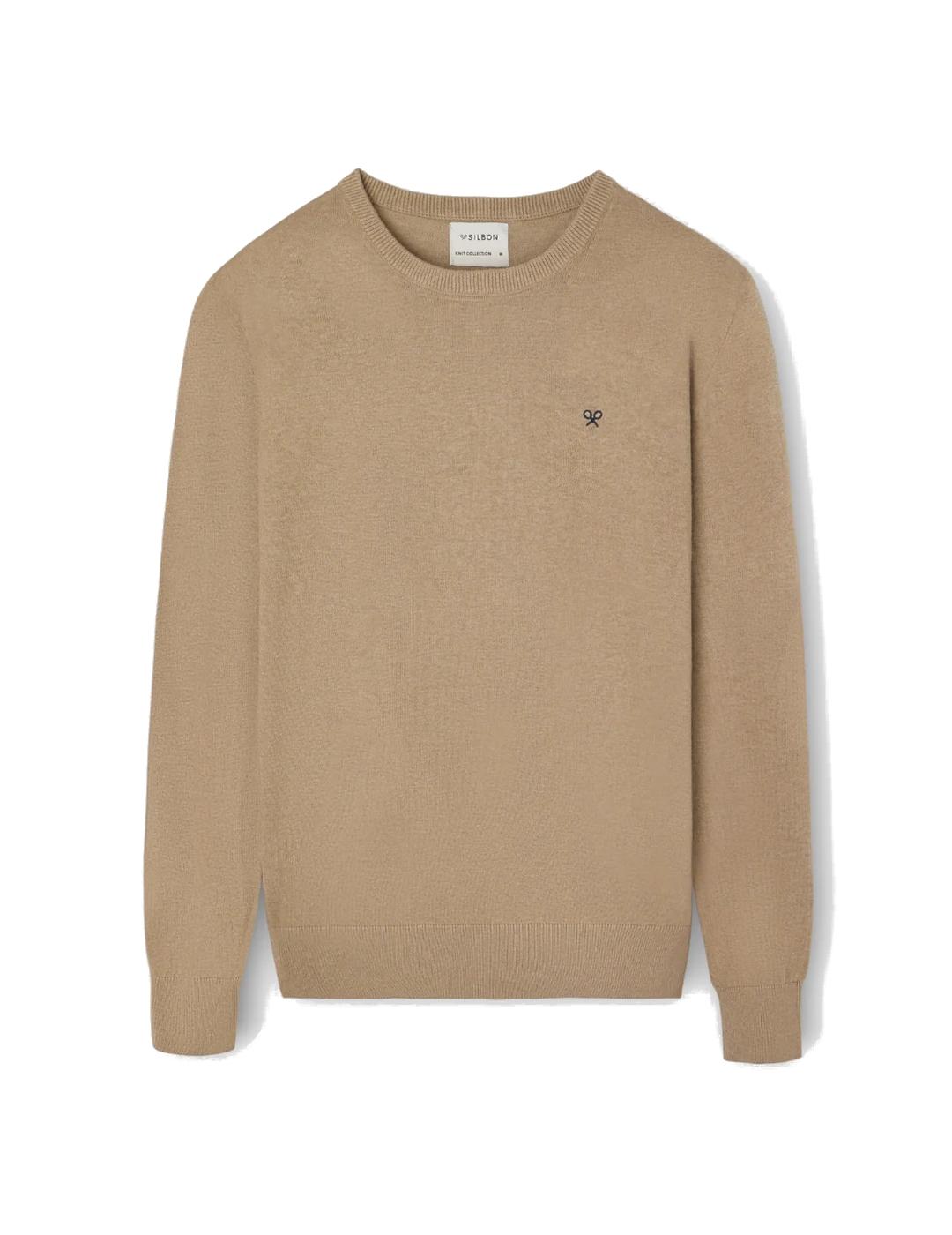 SILBON JERSEY BEIGE CUELLO REDONDO