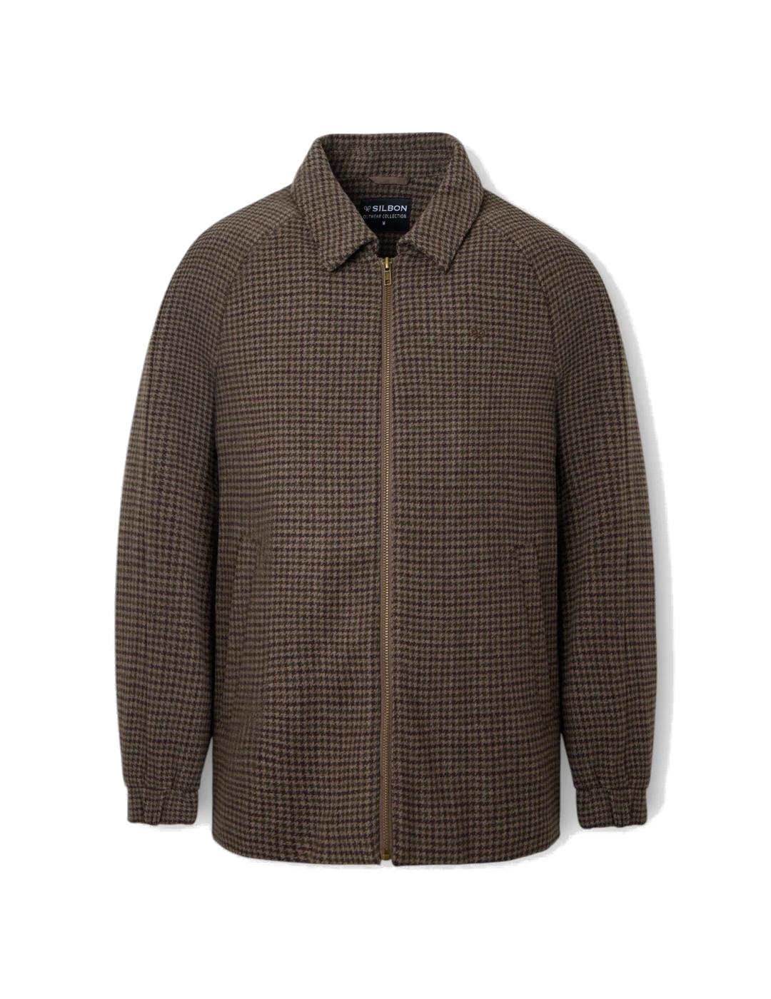 SILBON CAZADORA PATA DE GALLO VERDE MARRÓN