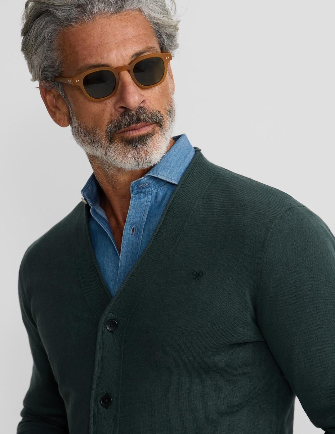 SILBON CARDIGAN VERDE OSCURO