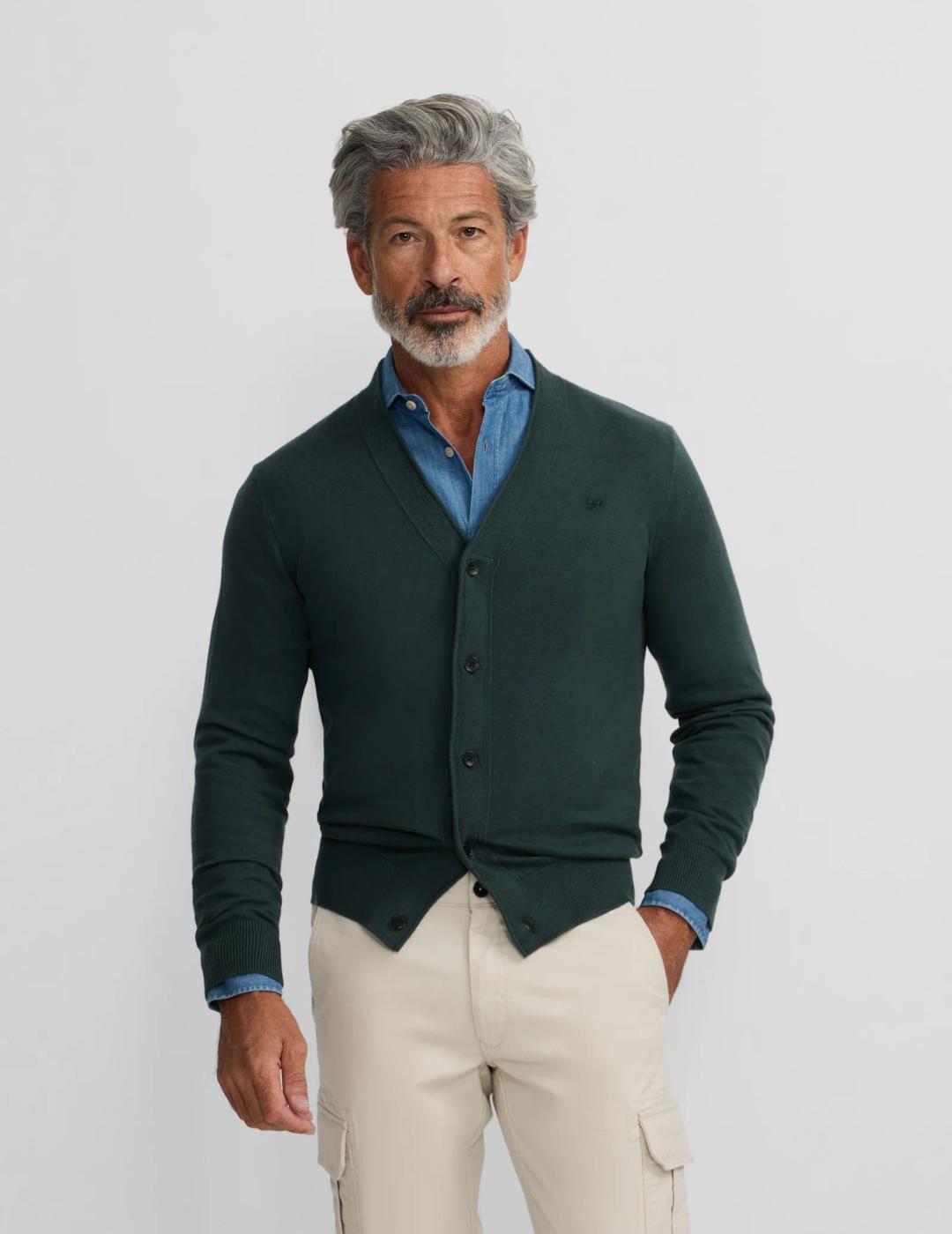 SILBON CARDIGAN VERDE OSCURO