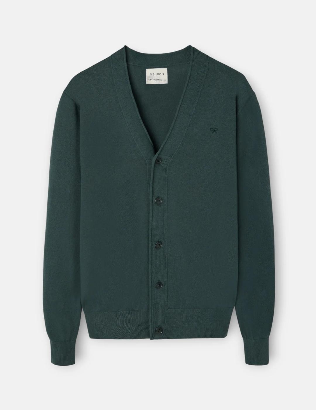 SILBON CARDIGAN VERDE OSCURO
