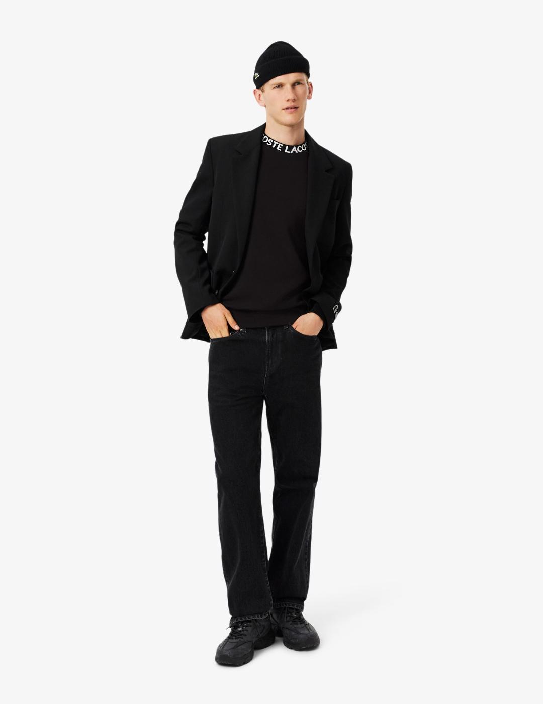 LACOSTE SUDADERA NEGRA LOGO CUELLO