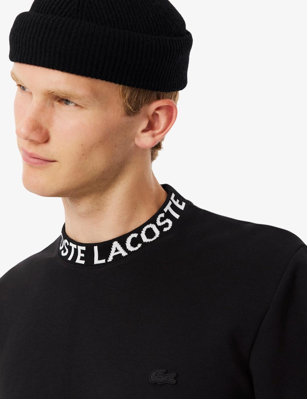 LACOSTE SUDADERA NEGRA LOGO CUELLO