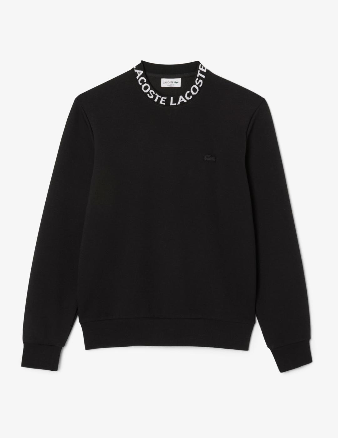 LACOSTE SUDADERA NEGRA LOGO CUELLO