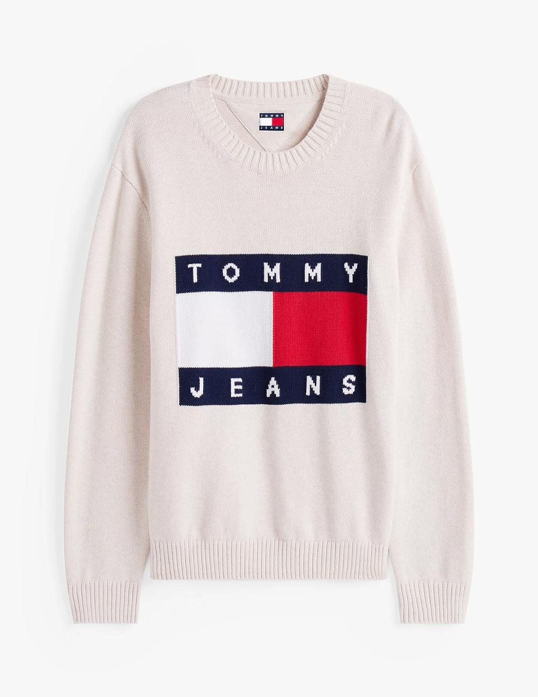 TOMMY JERSEY PUNTO ECRU LOGO