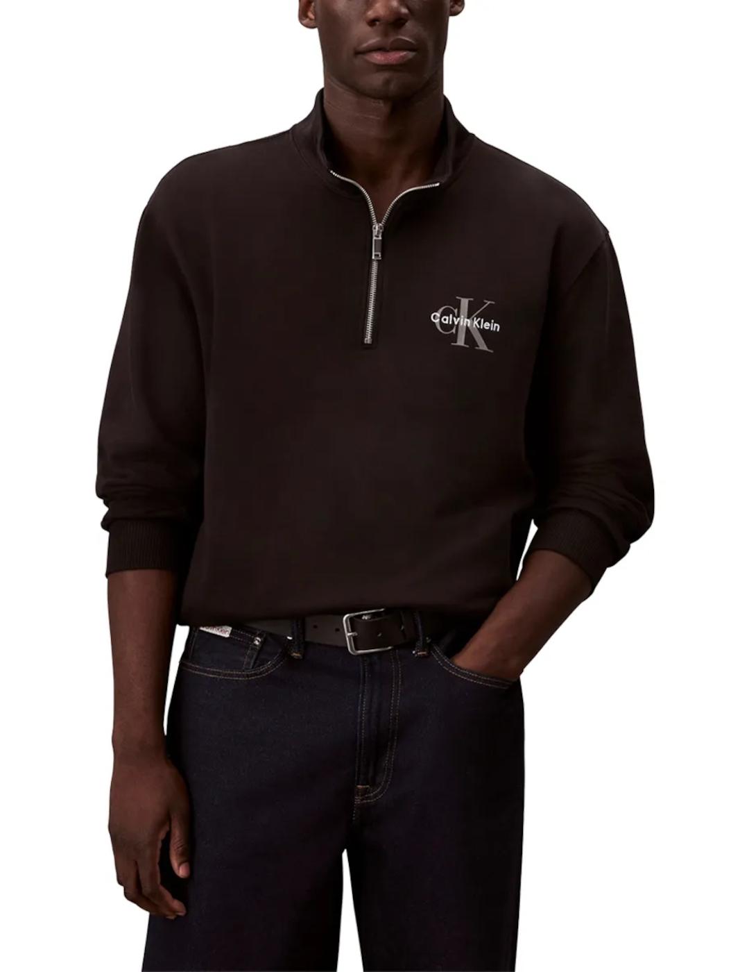 CALVIN KLEIN SUDADERA NEGRA 1/4 ZIP