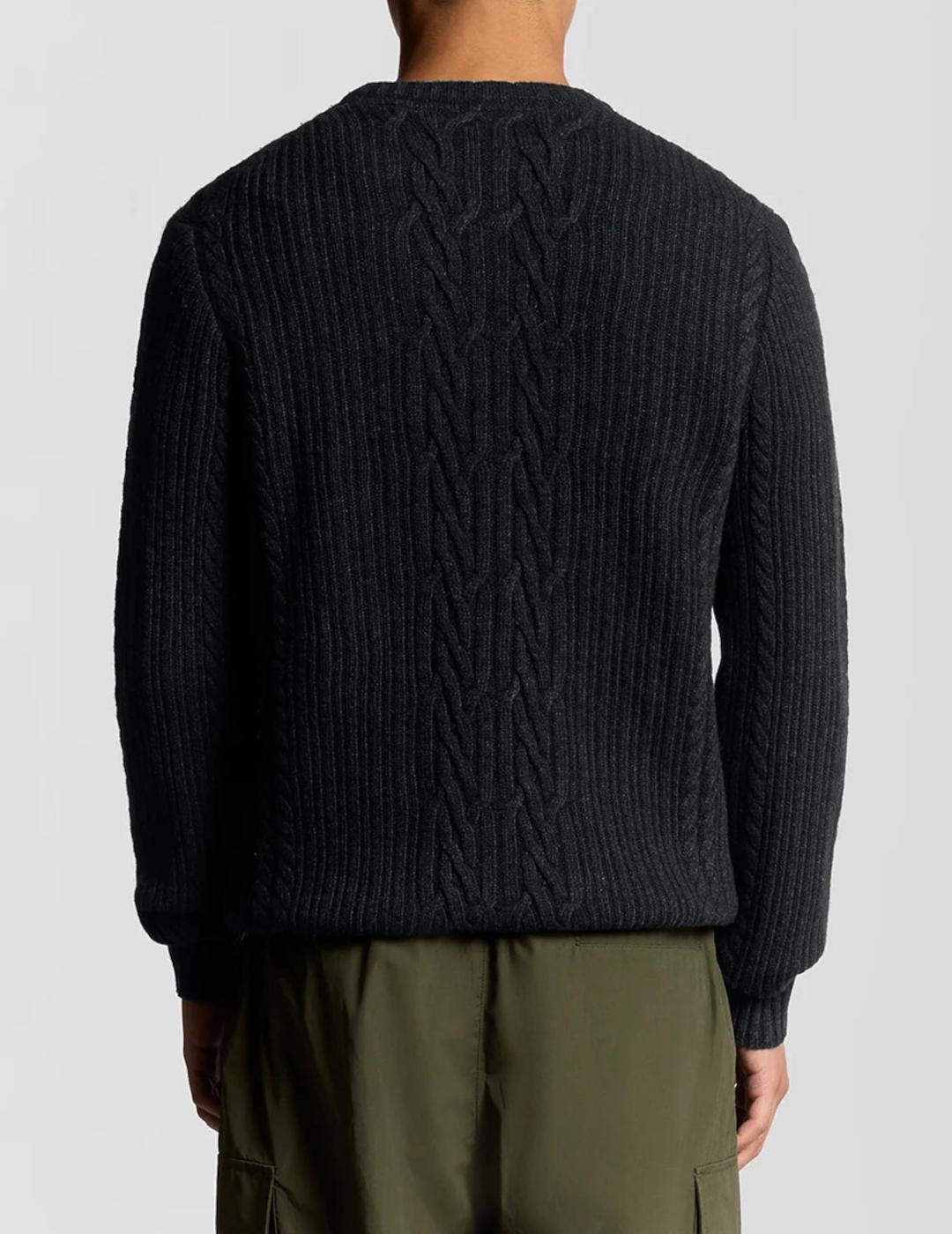LYLE&SCOTT JERSEY GRIS OSCURO RIBBED CABLE JUMPER