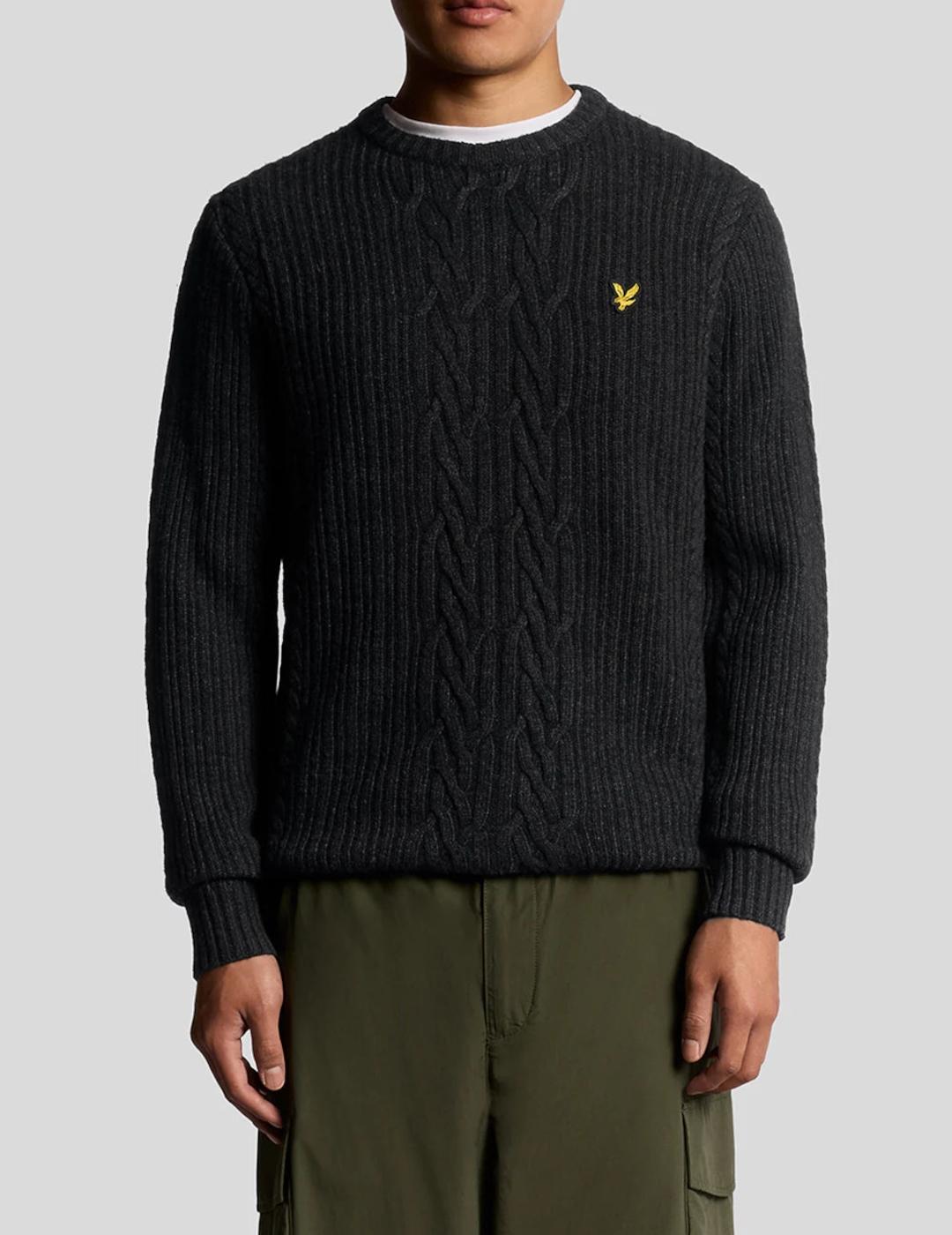 LYLE&SCOTT JERSEY GRIS OSCURO RIBBED CABLE JUMPER