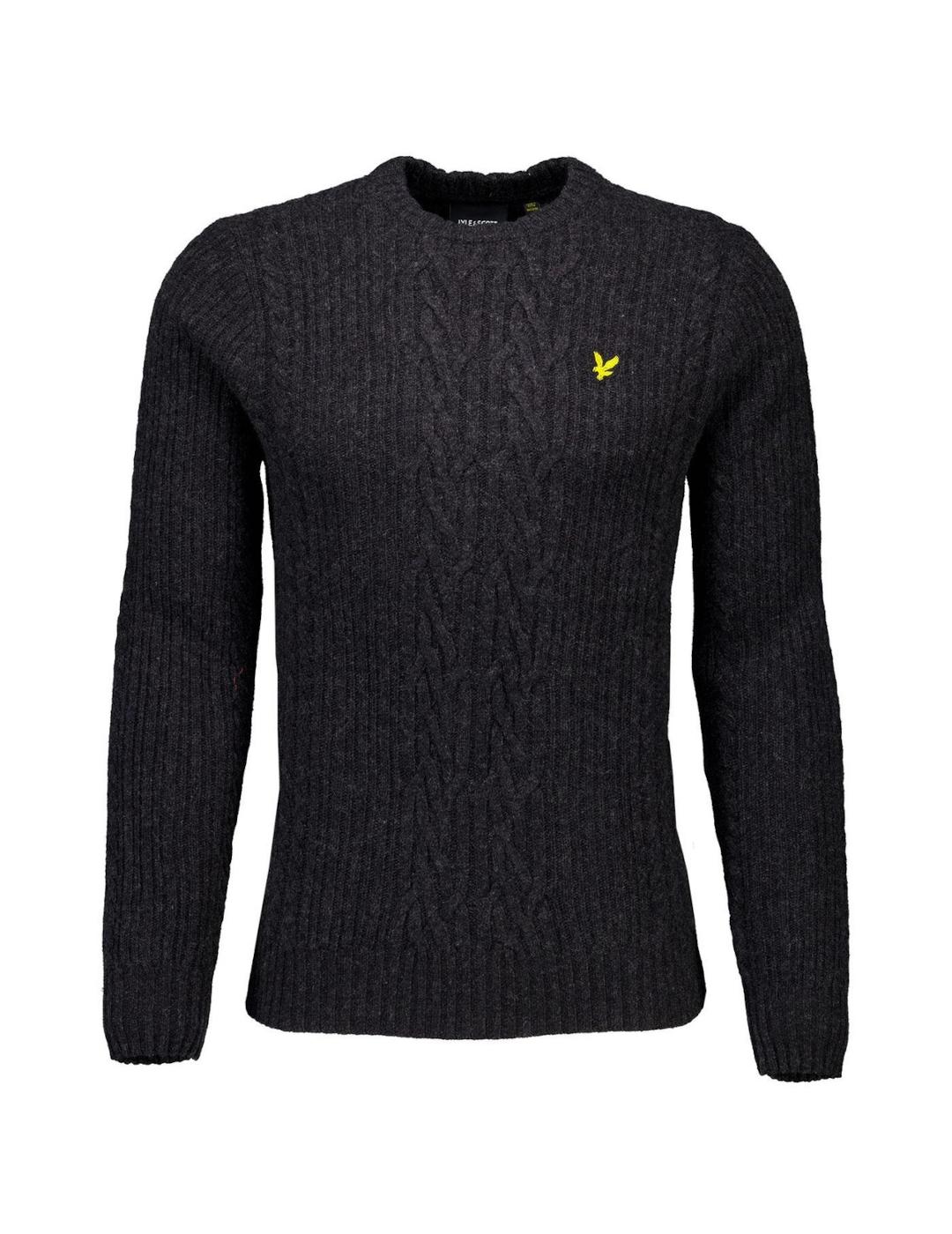 LYLE&SCOTT JERSEY GRIS OSCURO RIBBED CABLE JUMPER