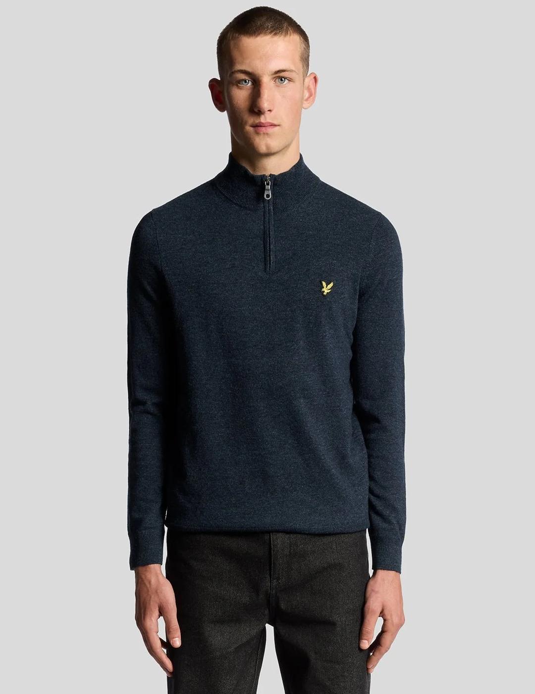LYLE&SCOTT JERSEY 1/4 ZIP MARINO