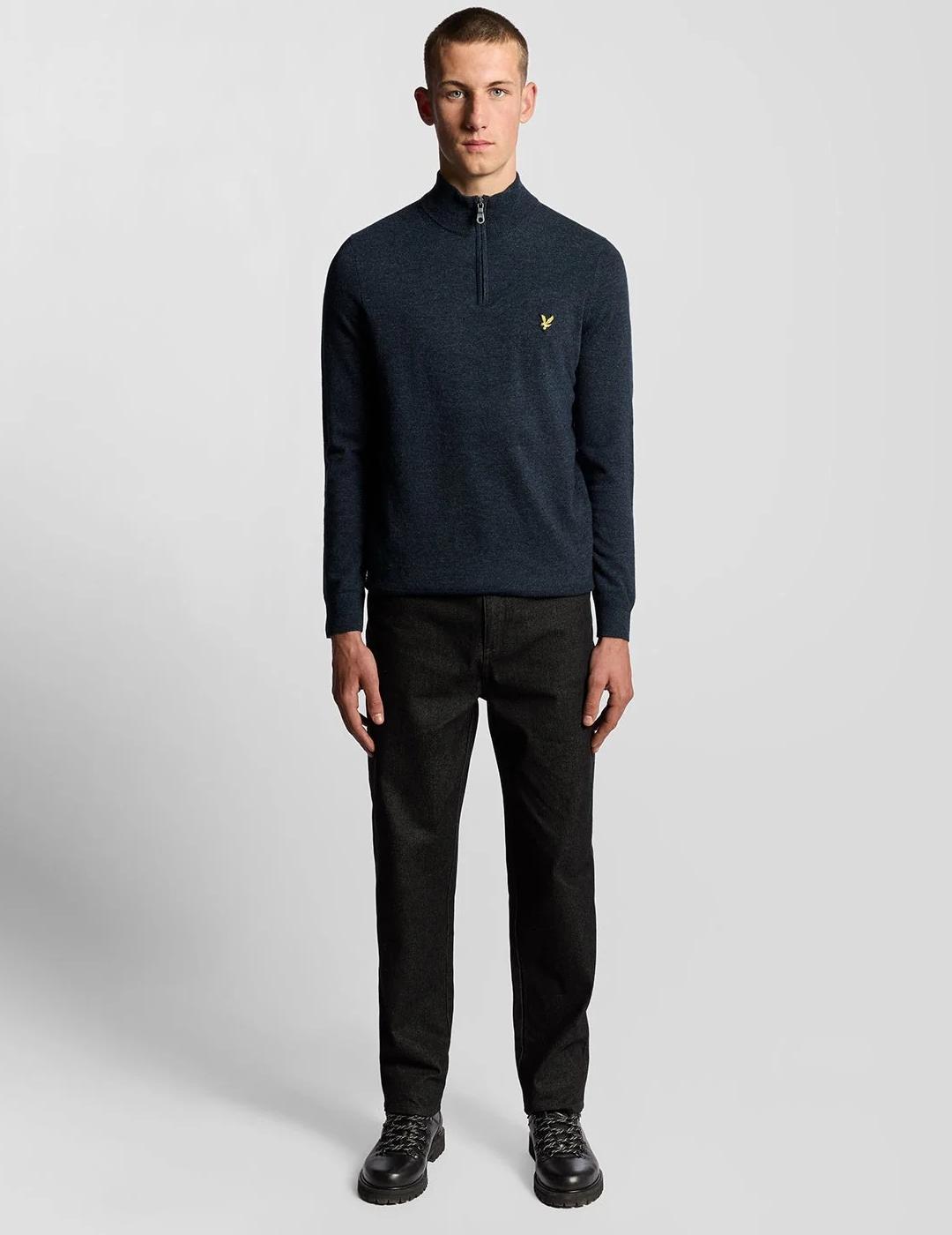 LYLE&SCOTT JERSEY 1/4 ZIP MARINO