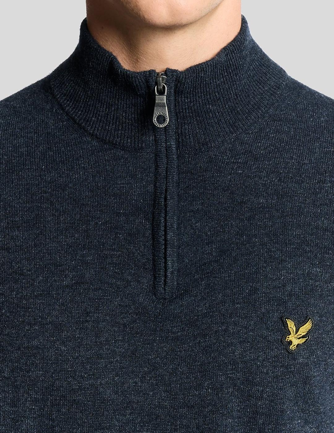 LYLE&SCOTT JERSEY 1/4 ZIP MARINO