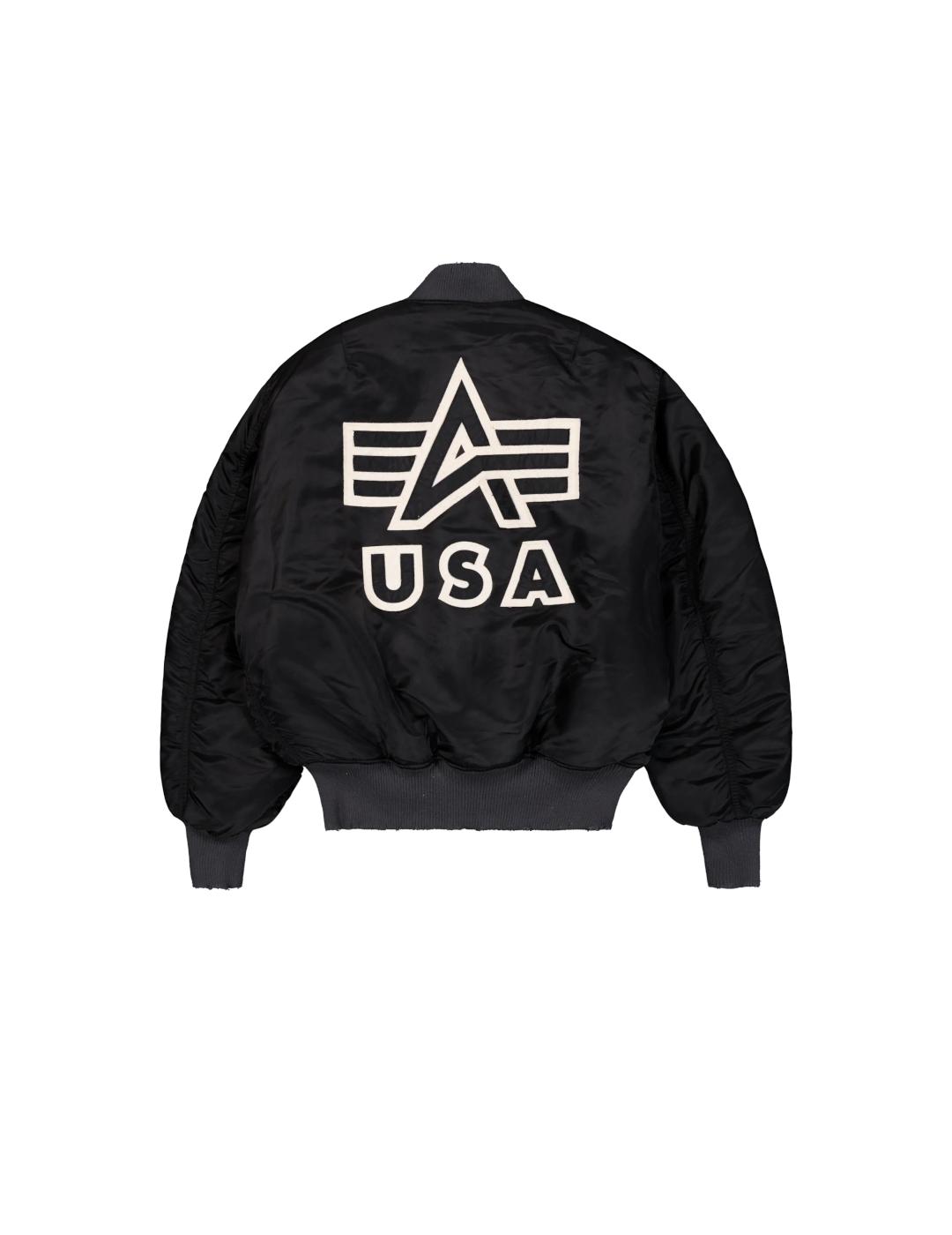 ALPHA BOMBER NEGRA DISTRESSED