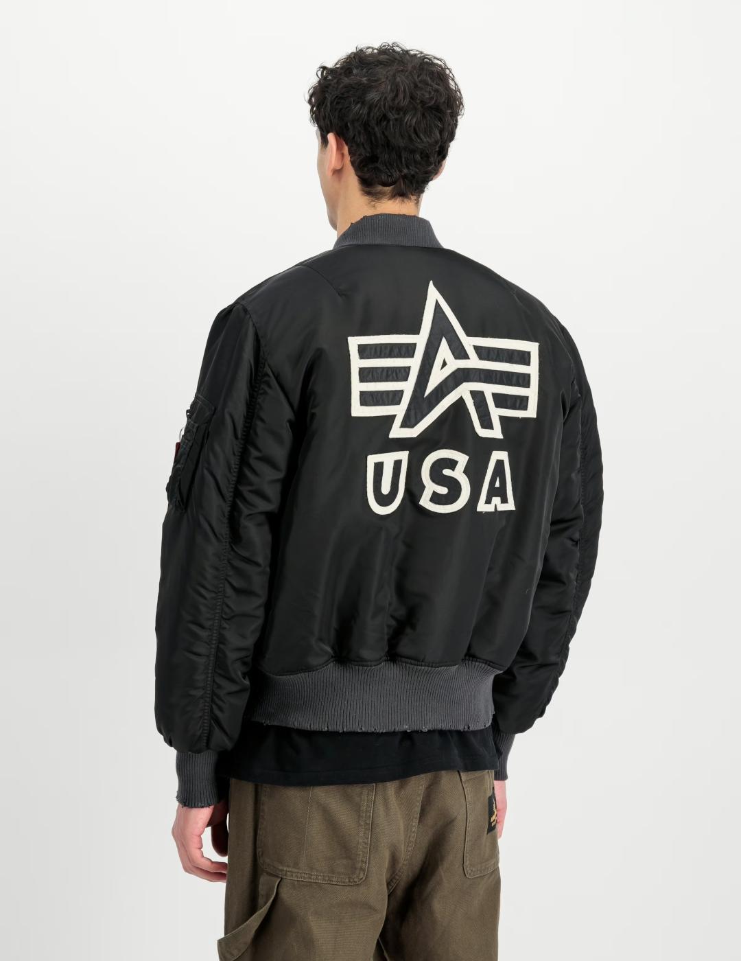 ALPHA BOMBER NEGRA DISTRESSED