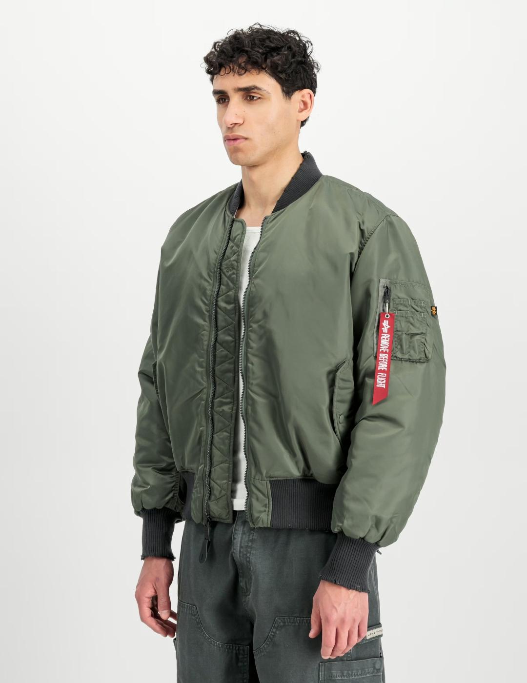 ALPHA BOMBER VERDE DISTRESSED