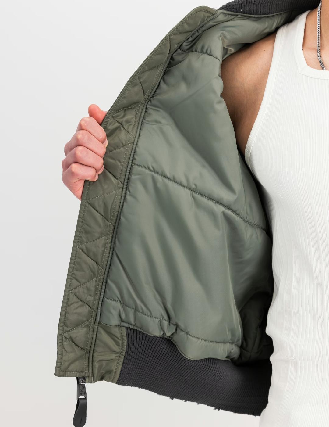 ALPHA BOMBER VERDE DISTRESSED