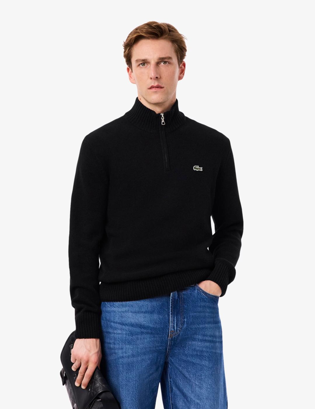 LACOSTE JERSEY LANA NEGRO 1/4 ZIP