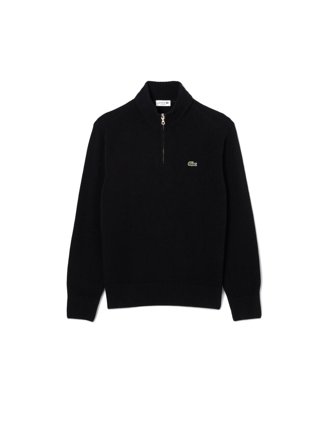 LACOSTE JERSEY LANA NEGRO 1/4 ZIP
