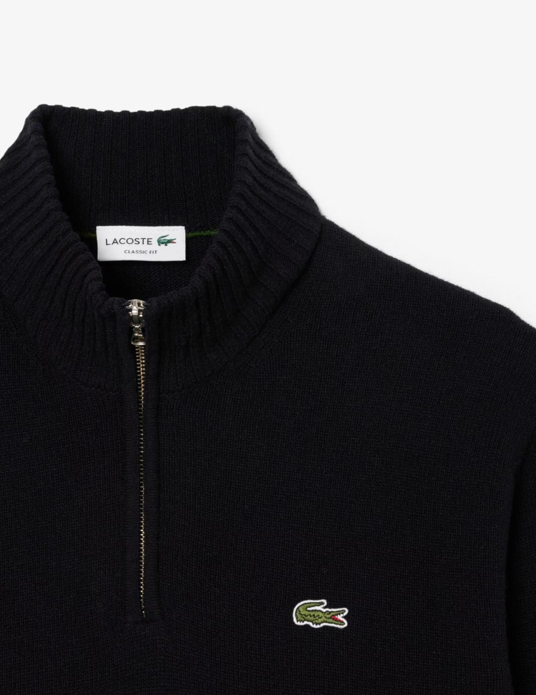 LACOSTE JERSEY LANA NEGRO 1/4 ZIP