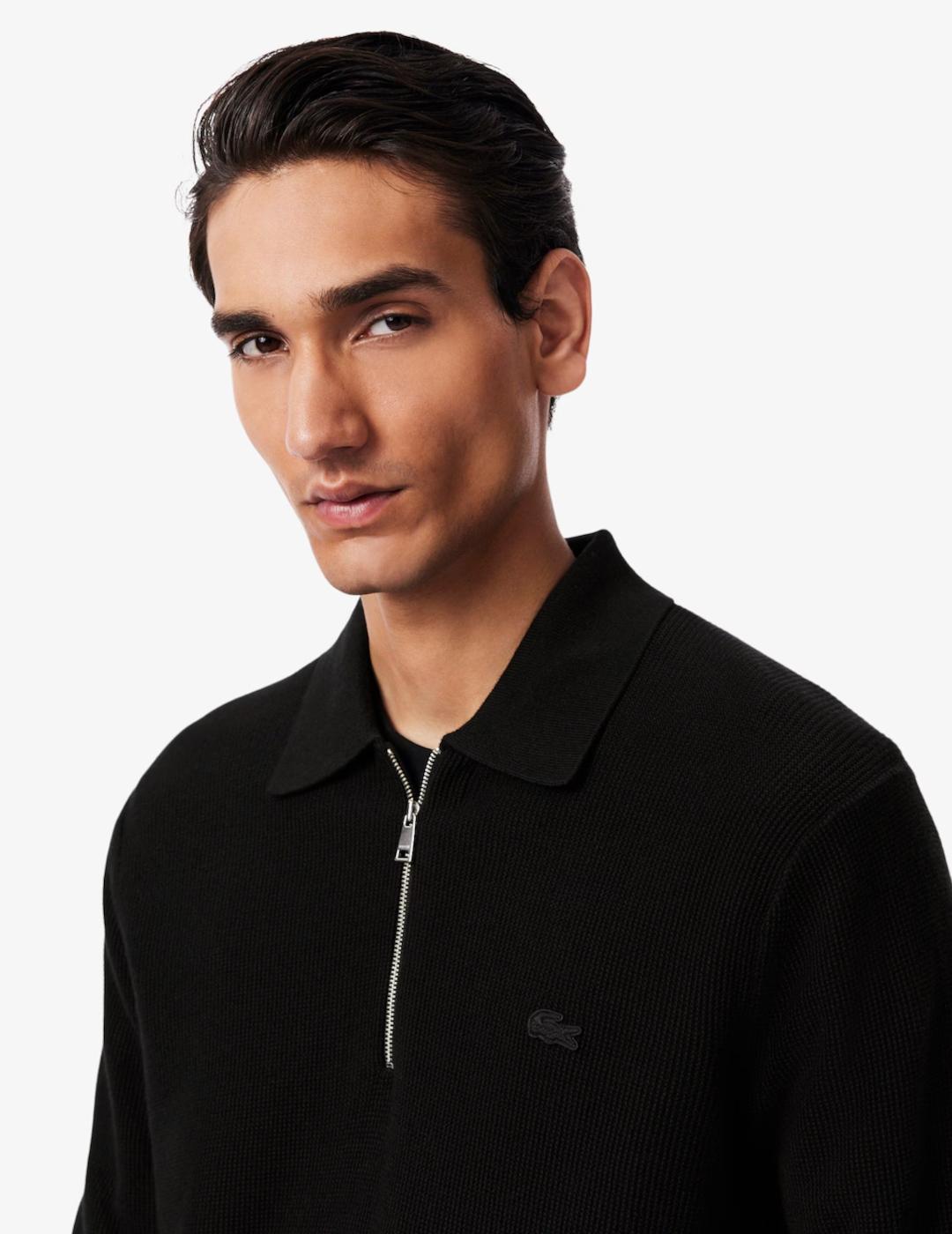 LACOSTE JERSEY NEGRO PUNTO 1/4 ZIP