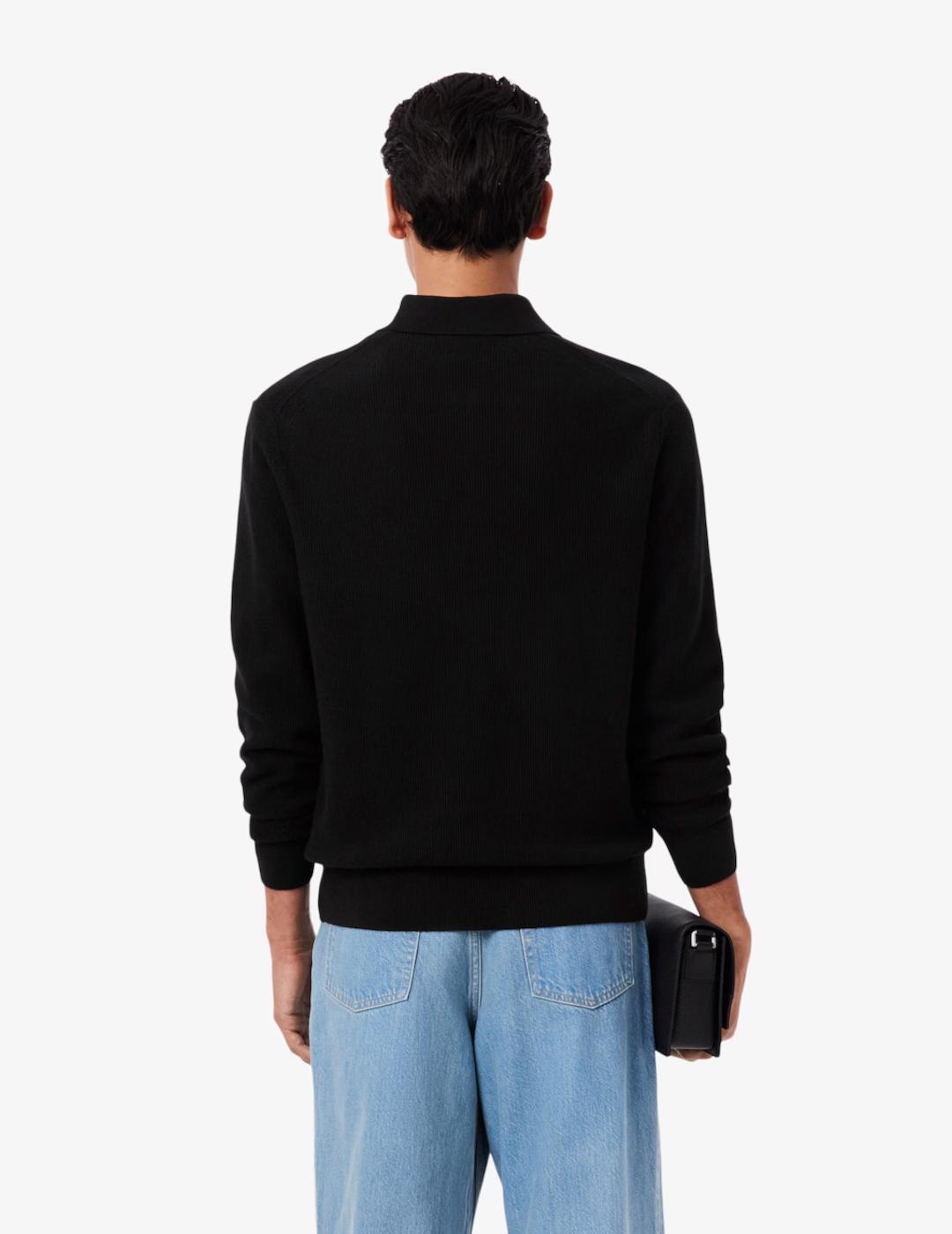 LACOSTE JERSEY NEGRO PUNTO 1/4 ZIP