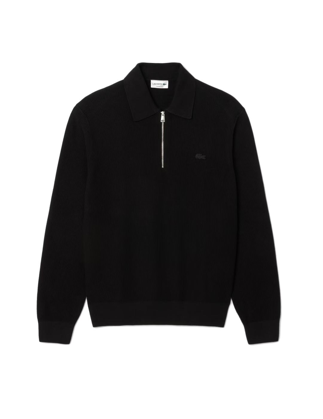 LACOSTE JERSEY NEGRO PUNTO 1/4 ZIP