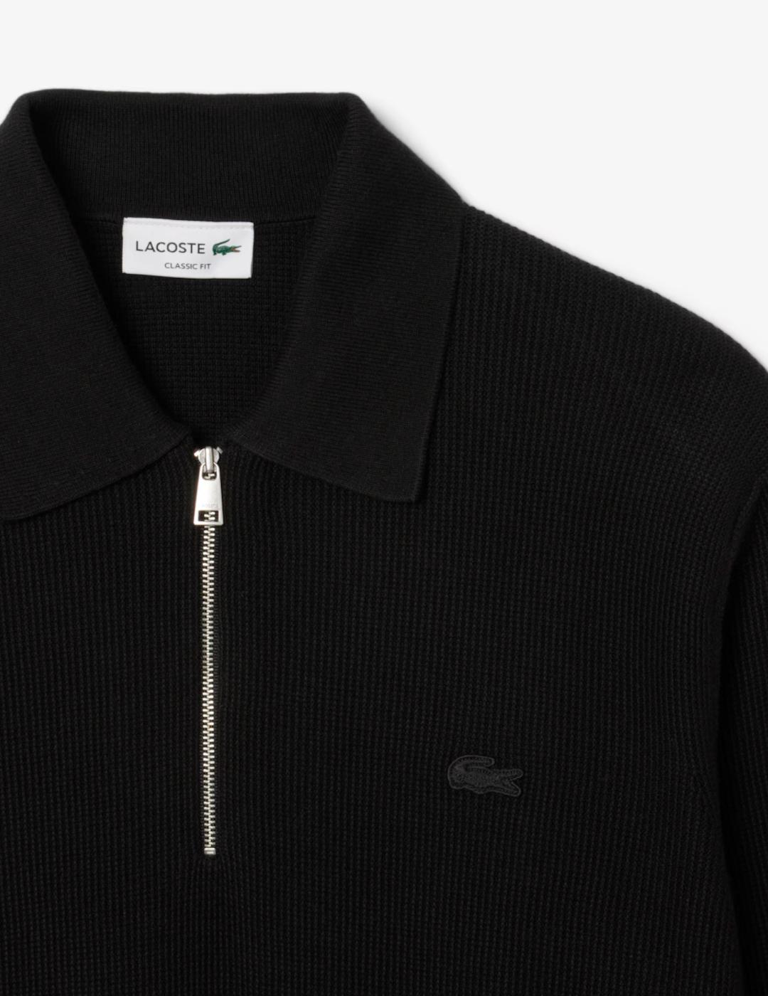 LACOSTE JERSEY NEGRO PUNTO 1/4 ZIP
