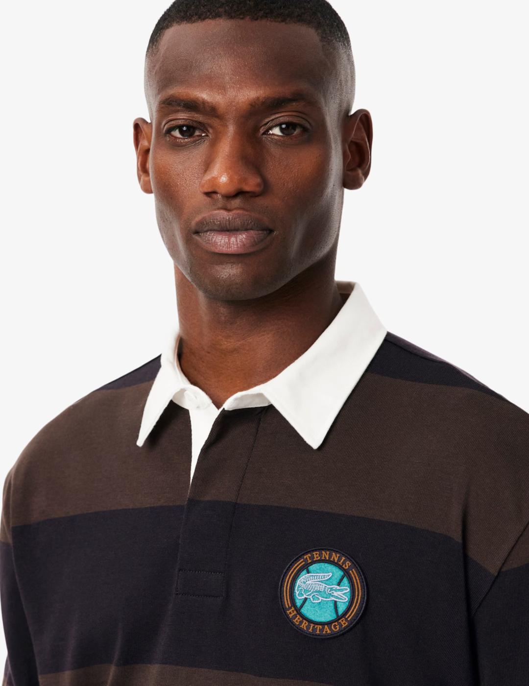 LACOSTE POLO M/L MARRON RAYAS