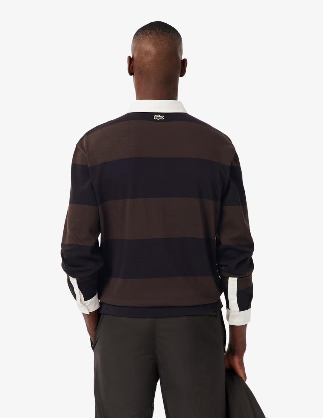 LACOSTE POLO M/L MARRON RAYAS