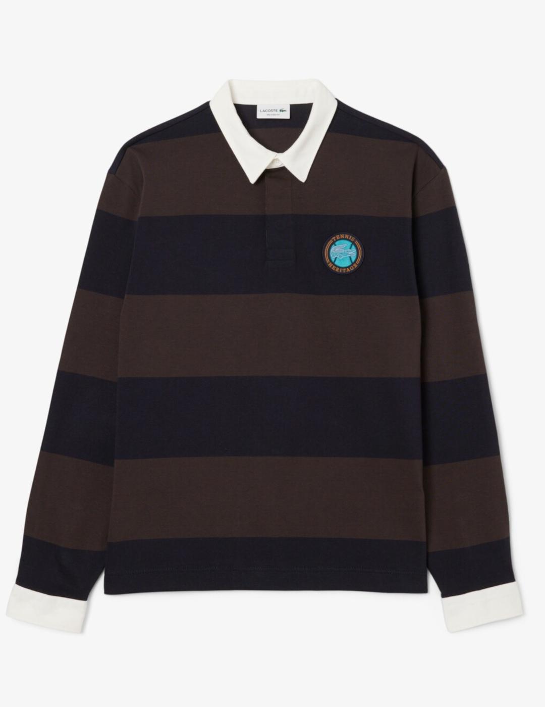 LACOSTE POLO M/L MARRON RAYAS