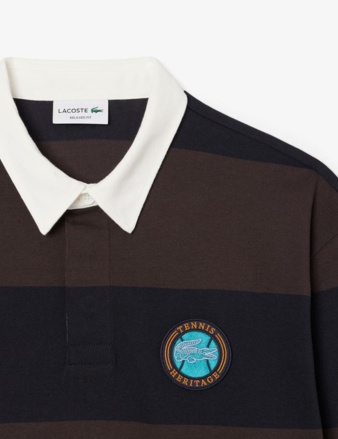 LACOSTE POLO M/L MARRON RAYAS