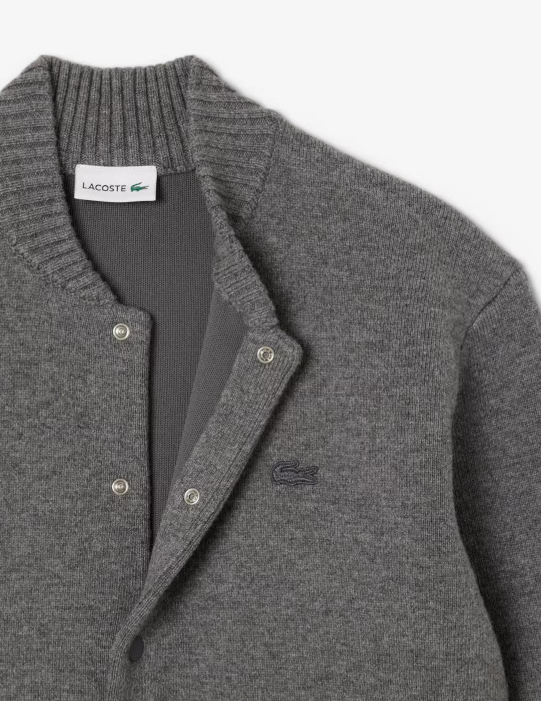 LACOSTE JERSEY GRIS BOTONES PUNTO
